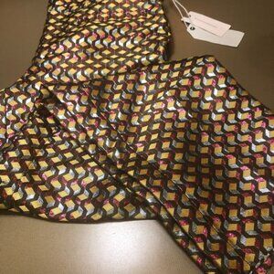 Anthropologie Essential Slim Metallic Gold, Pink, Silver, Black Patterned Pants